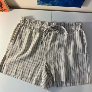Jules & Leopold Linen High Waist Striped Shorts - Cream and Black NWT